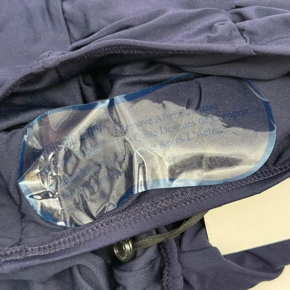 DKNY Bikini Bottoms SZ Extra Small Ruched High Waist Navy Blue NWT Swim Classic - Picture 10 of 11